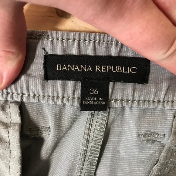 Banana Republic Men Gray Flat Front Stretch Shorts Size 36 Casual Chino - Picture 8 of 10